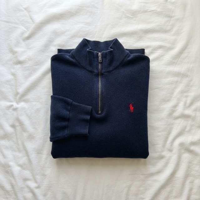 Pull col zippé Ralph Lauren bleu marine