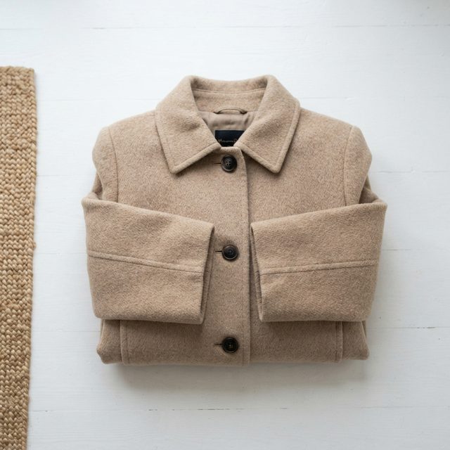 Manteau long en laine Massimo Dutti beige