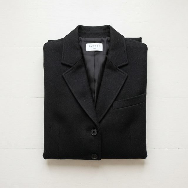 Blazer en laine Sandro noir coupe ajustée