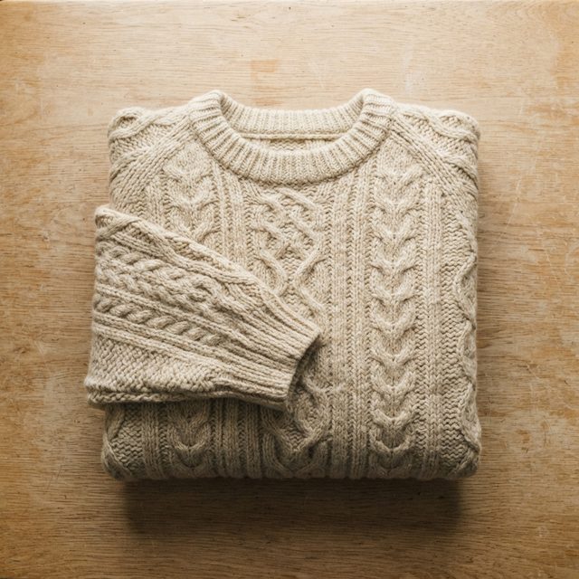 Gros pull marin en grosse maille torsadée crème